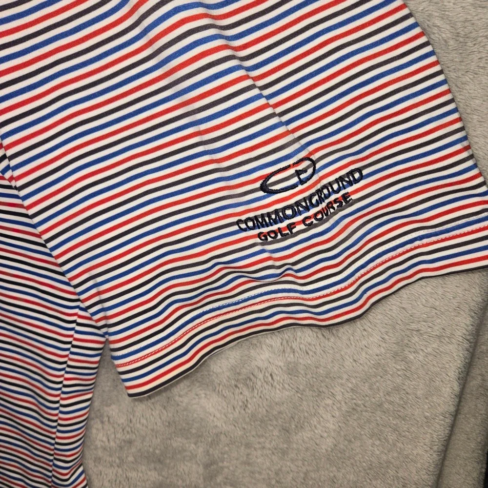 FootJoy Mens Striped Golf Polo Shirt Red White Blue CommonGround XL 1010288 - Picture 5 of 9
